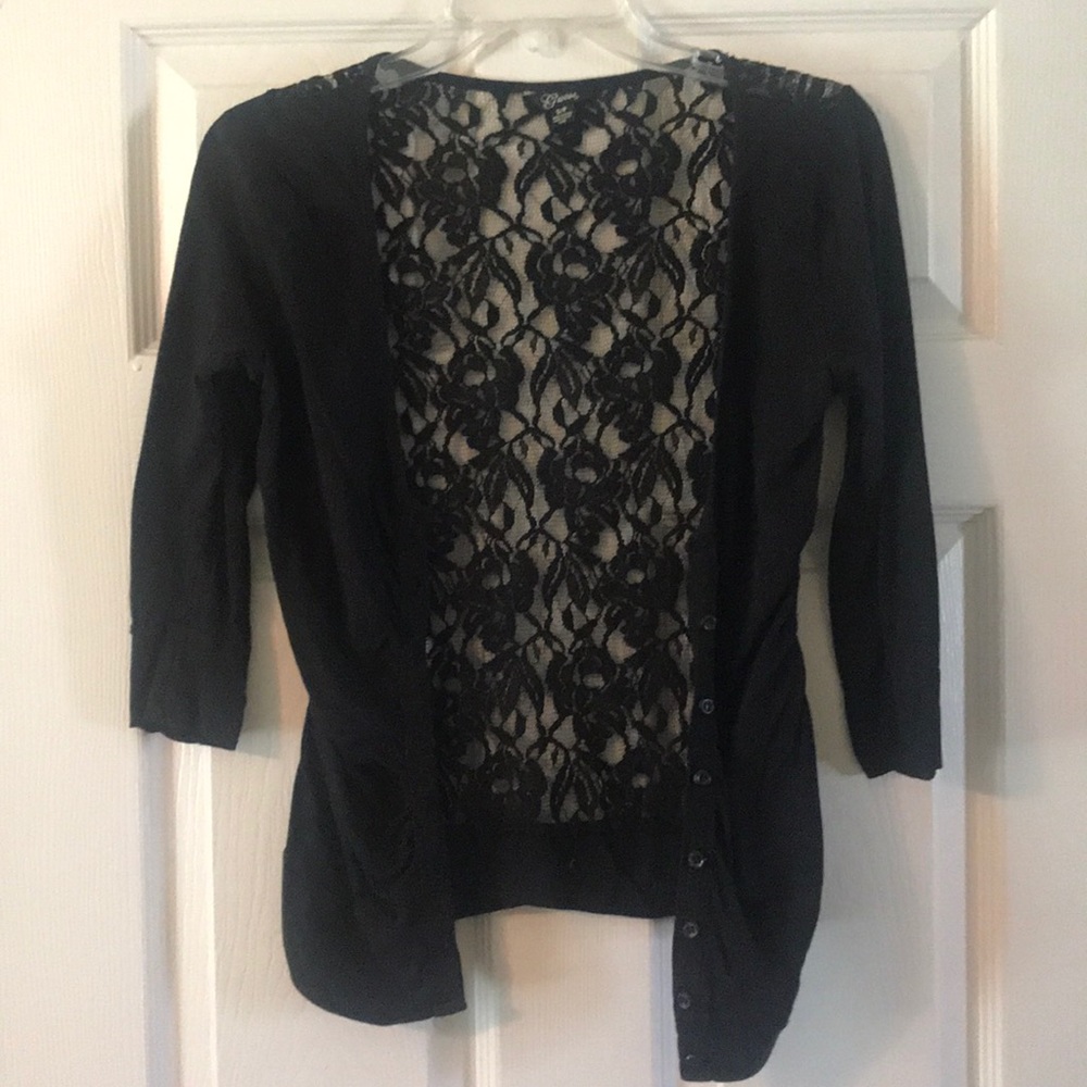 Black Lace Buttoned Cover/Sweater